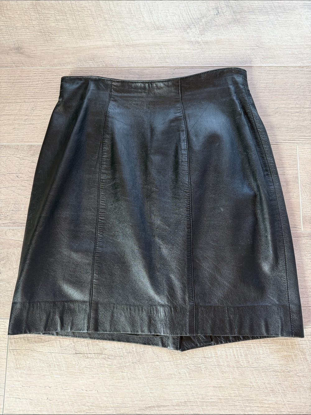 Supple Black 100% Lambnappa Leather High Waist Mini Skirt